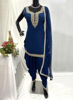 Georgette Blue Party Wear Hand Work Readymade Dhoti Suit